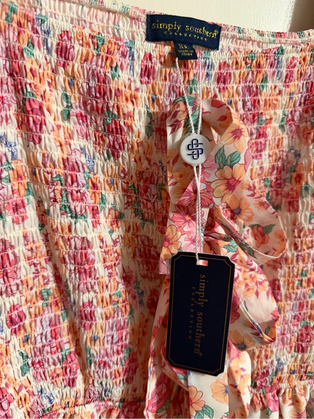 Simply Southern Lucy Floral Smocked Tiered Midi Dress XL NWT - Picture 4 of 5